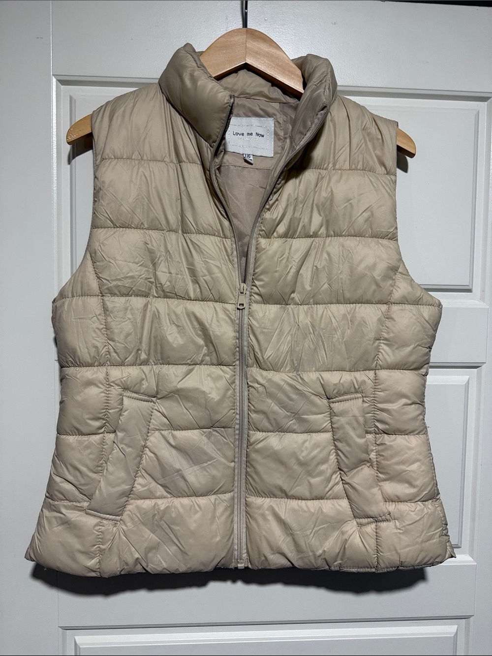 Boutique 9 Light Beige Quilted Puffer Vest fall
